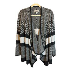 Wrangler Sweater Women's Size Large Cardigan Open Front Black White‎